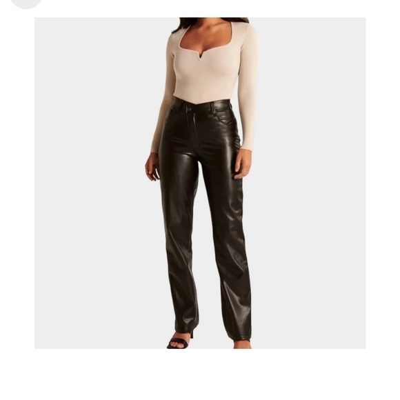 Abercrombie & Fitch Pants - abercrombie fitch 90 straight ultra high rise leather criss-cross waistband